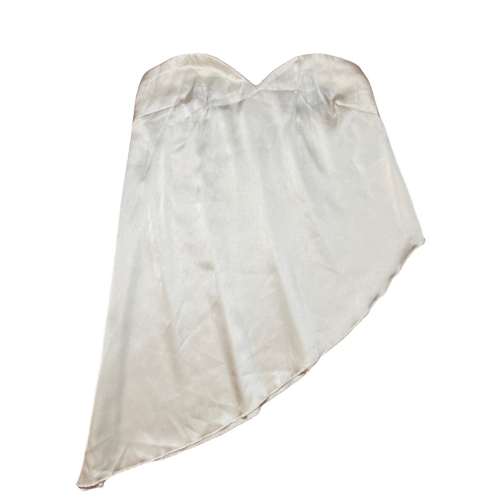 SHEIN Silk Cream Asymmetrical Blouse